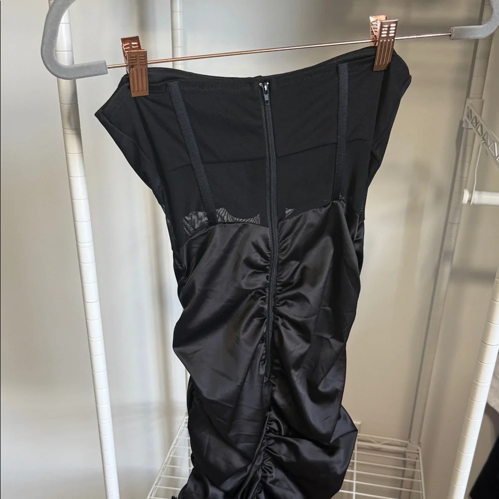 Black Strapless Mini Dress - Picture 3 of 6
